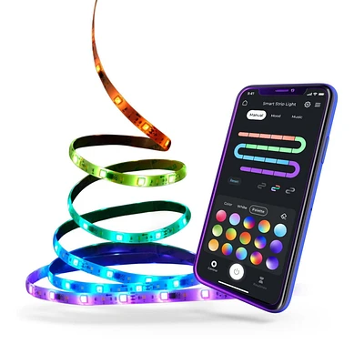 Wi-Fi Smart 5M/16.4 ft. Multicolor Changing RGB LED Plug-In Strip Light, No Hub Required, Voice Activated<br>