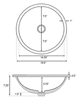 16.5-in. W Round Bathroom Undermount Sink Set In White - Chrome Hardware - Overflow Drain Incl. AI-12809