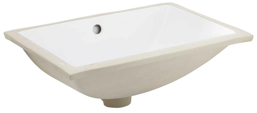 in. W CUPC Rectangle Bathroom Undermount Sink Set In White - Chrome Hardware