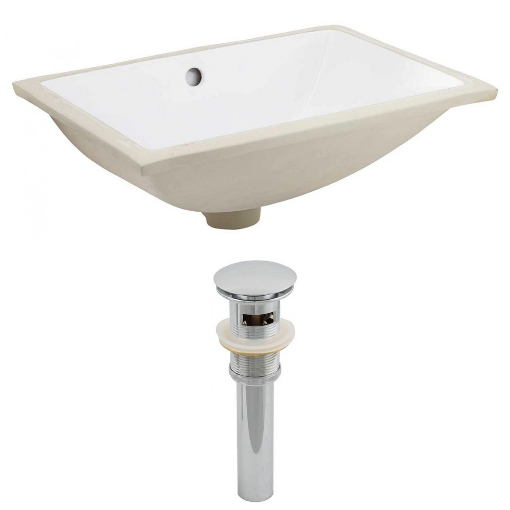 in. W CUPC Rectangle Bathroom Undermount Sink Set In White - Chrome Hardware