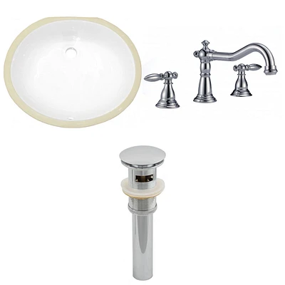 19.5-in. W CUPC Oval Bathroom Undermount Sink Set In White