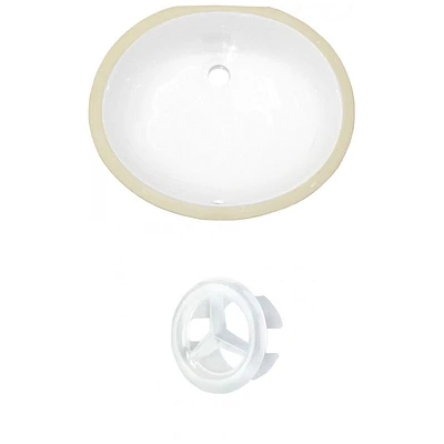 19.5-in. W Oval Bathroom Undermount Sink Set In White - White Hardware AI-20391