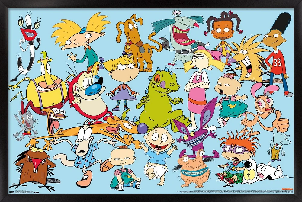 Nickelodeon Characters Wall Poster, 14.725" x 22.375" Framed