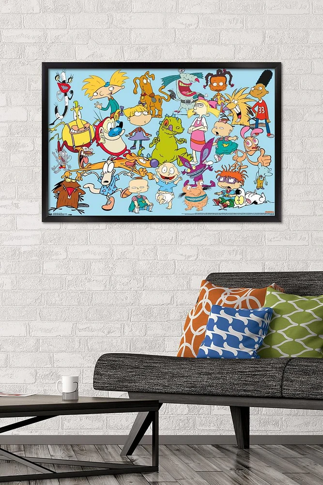 Nickelodeon Characters Wall Poster, 14.725" x 22.375" Framed