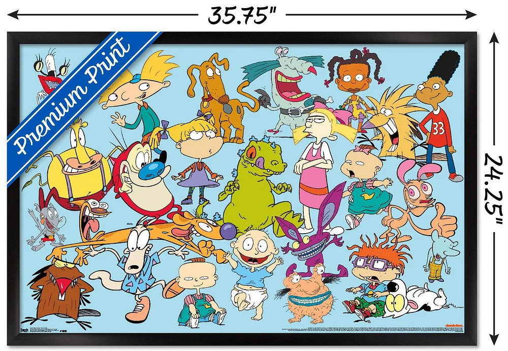 Nickelodeon Characters Wall Poster, 14.725" x 22.375" Framed