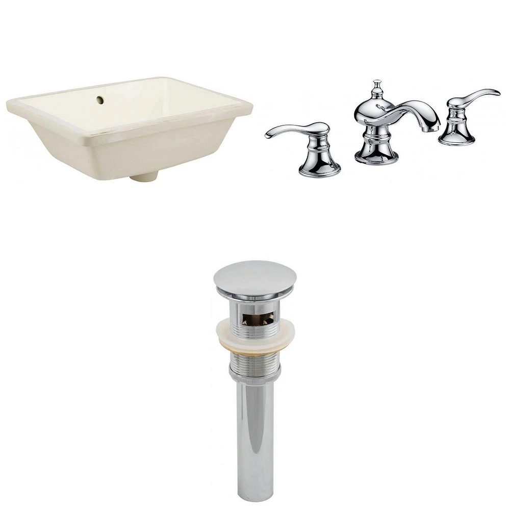 18.25-in. W CUPC Rectangle Bathroom Undermount Sink Set In Biscuit - Chrome Hardware - Overflow Drain Incl. AI-12993