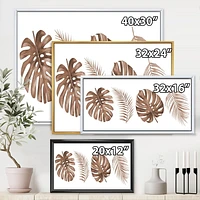 Designart Tropical Monstera and Palm Leaf In Terracotta FLOAT FRAME WALL ART