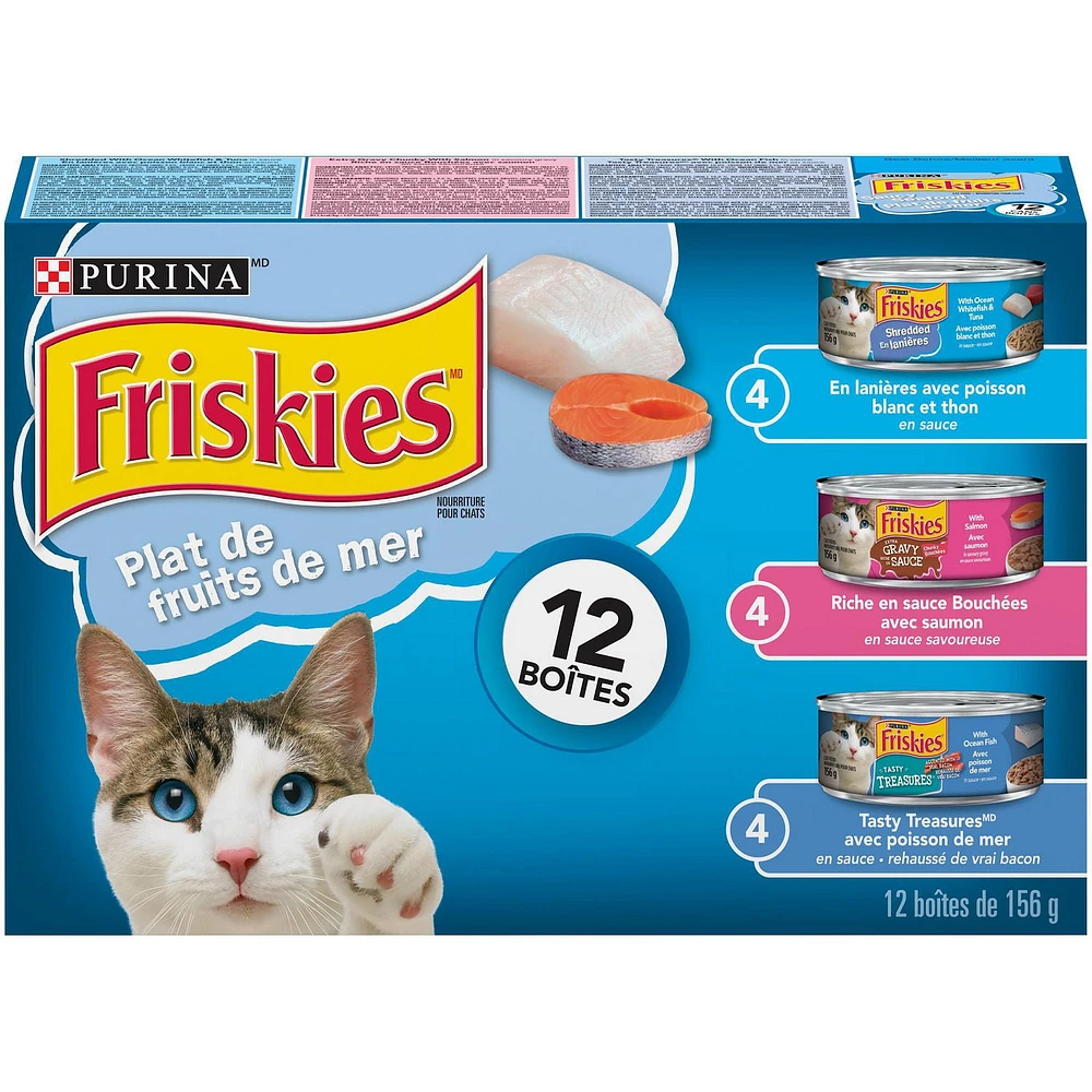 Friskies Saucy Seafood Variety Pack, Wet Cat Food 12 X 156g