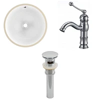 in. W CUPC Round Bathroom Undermount Sink Set In White - Chrome Hardware