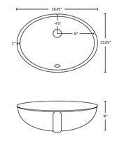 18.25-in. W CSA Oval Bathroom Undermount Sink Set In White - Black Hardware AI-20510