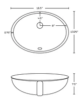 16.5-in. W CSA Oval Bathroom Undermount Sink Set In White - Brushed Nickel Hardware AI-20520