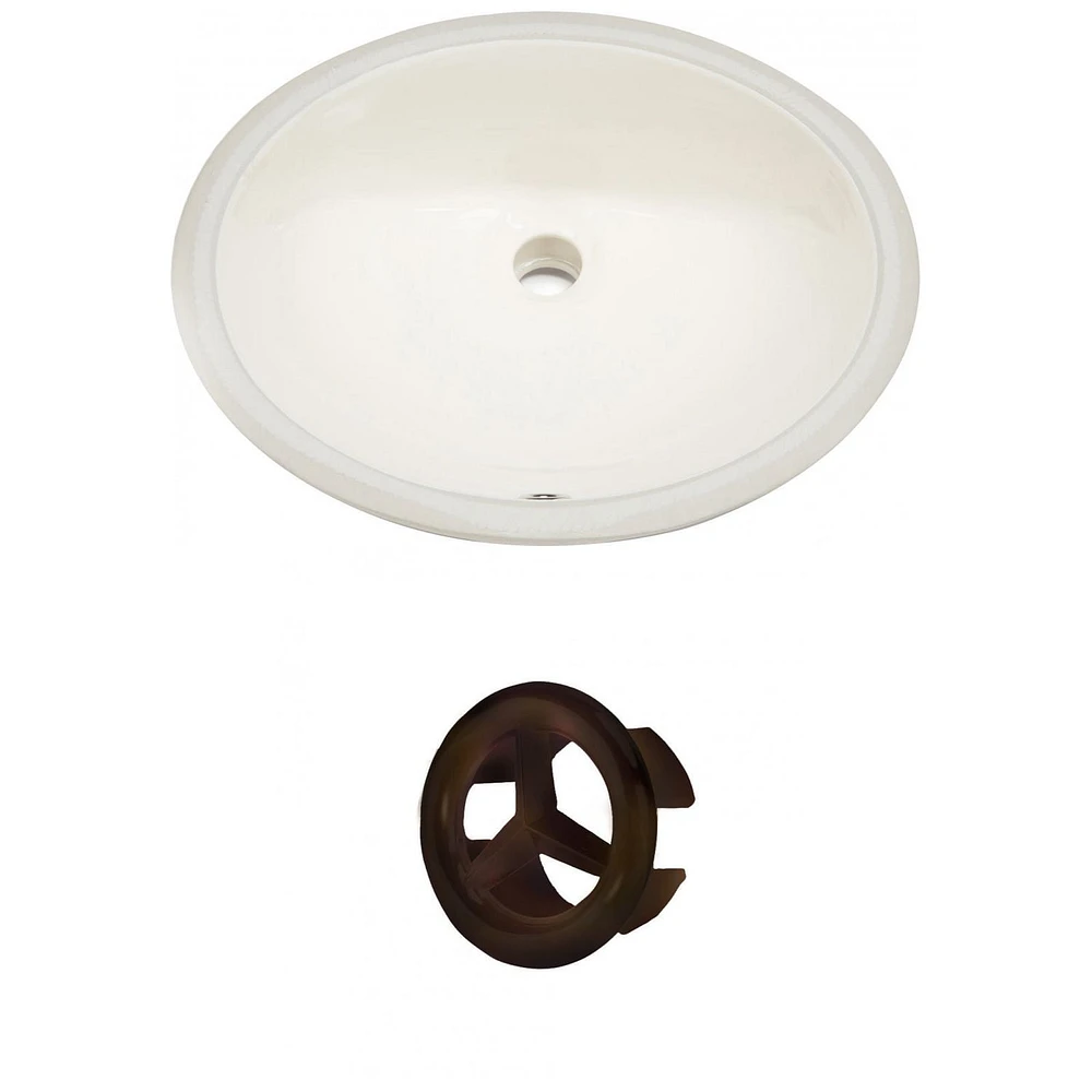 19.75-in. W Oval Bathroom Undermount Sink Set In Biscuit - Oil Rubbed Bronze Hardware AI-20404