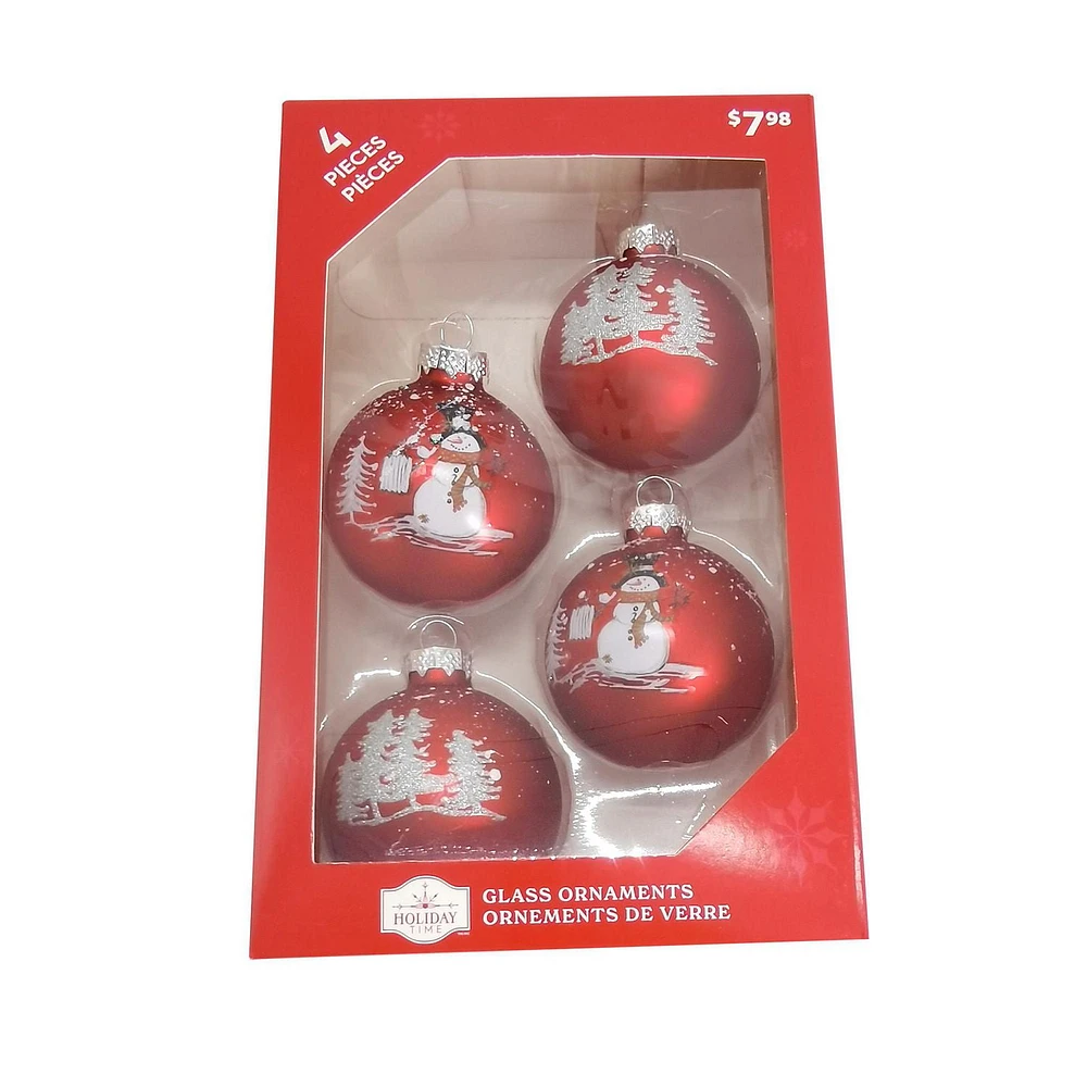 HOLIDAY TIME 65MM * 4CT SNOWMAN ORNAMENT