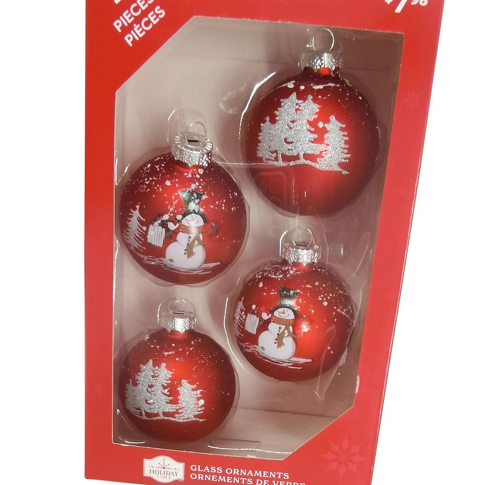 HOLIDAY TIME 65MM * 4CT SNOWMAN ORNAMENT