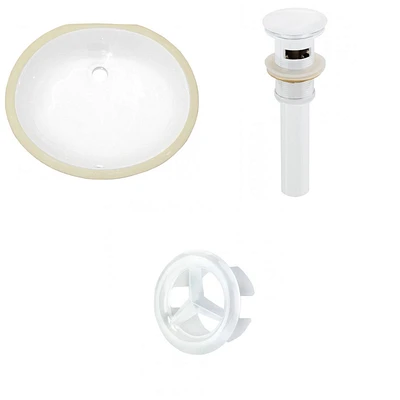 19.5-in. W CUPC Oval Bathroom Undermount Sink Set In White - White Hardware - Overflow Drain Incl. AI-20383