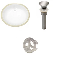 19.5-in. W CUPC Oval Bathroom Undermount Sink Set In White - Brushed Nickel Hardware - Overflow Drain Incl. AI-20384