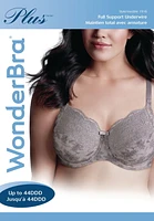 WonderBra Plus Printed Full Support Underwire Lace Top Cup Bra, Size 40C - 44DD