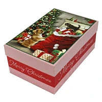 Holiday Time Christmas Medium Rectangle Gift Box, Gift Sack, Red, Christmas Medium Rectangle Box, Gift Sack