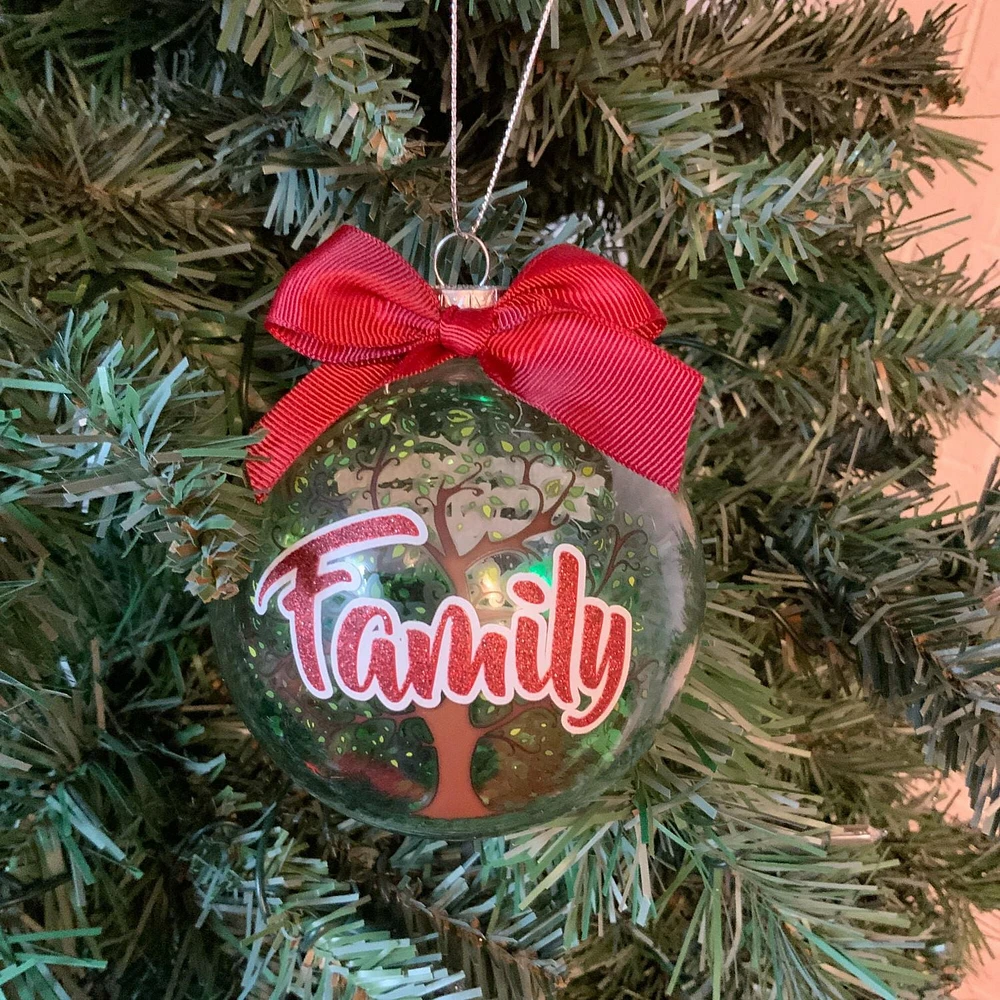 Holiday Time "Family Tree" Collectible Glass Ball Ornament