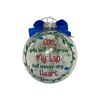 Holiday Time "Son"Blue & Clear Glass Ball Christmas Collectible Ornament