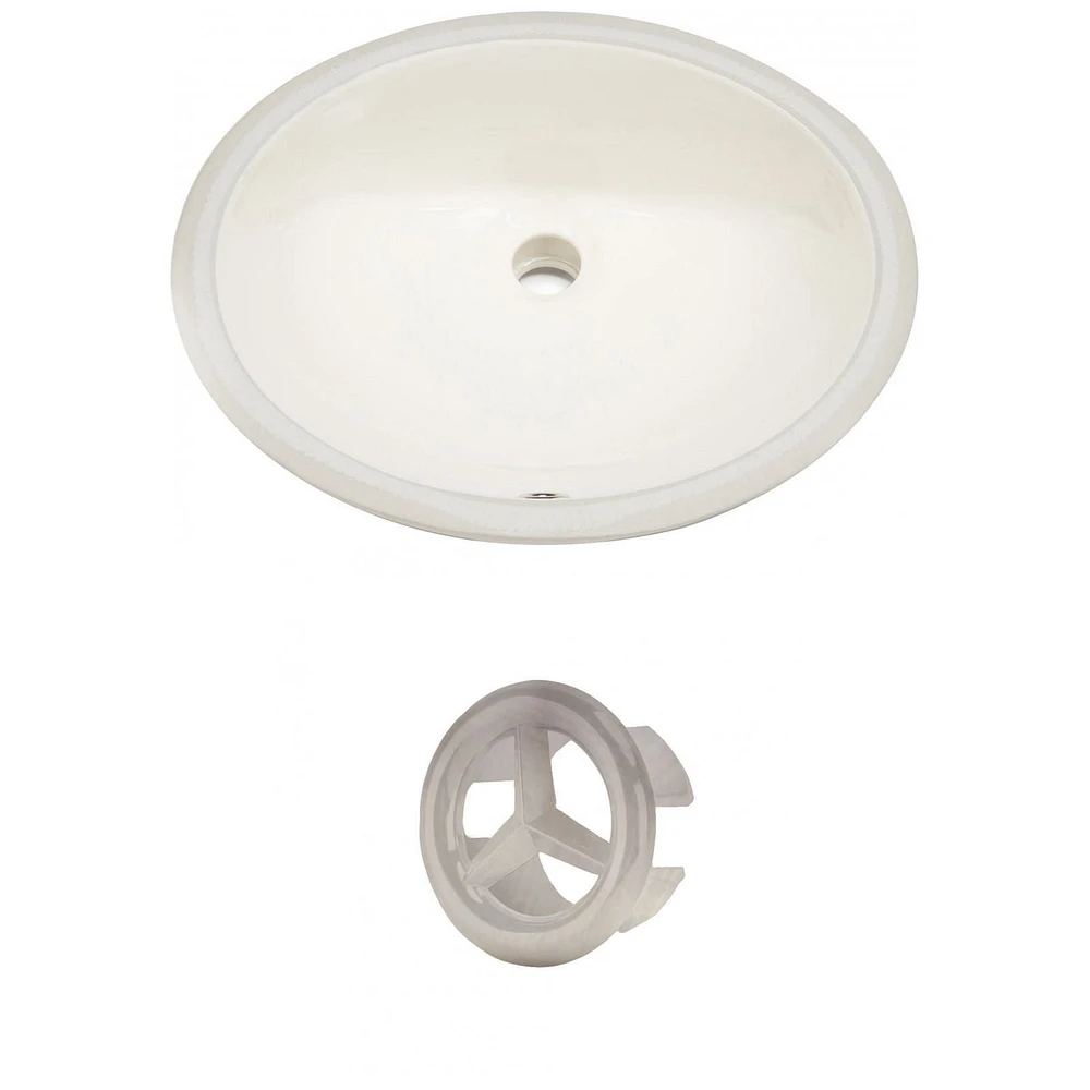 19.5-in. W CUPC Oval Bathroom Undermount Sink Set In Biscuit - Brushed Nickel Hardware AI-20480