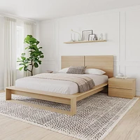 Ensemble de chambre à coucher Birkin 4 pièces avec tête de lit, sommier à lattes et 2 tables de chevet