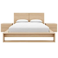 Ensemble de chambre à coucher Birkin 4 pièces avec tête de lit, sommier à lattes et 2 tables de chevet
