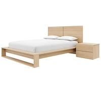 Ensemble de chambre à coucher Birkin 4 pièces avec tête de lit, sommier à lattes et 2 tables de chevet