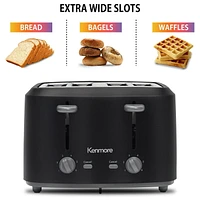 Kenmore® 4-Slice Toaster Stelel, Dual Controls, Matte Black and Gray