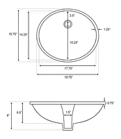 19.75-in. W Oval Bathroom Undermount Sink Set In Biscuit - White Hardware AI-20399