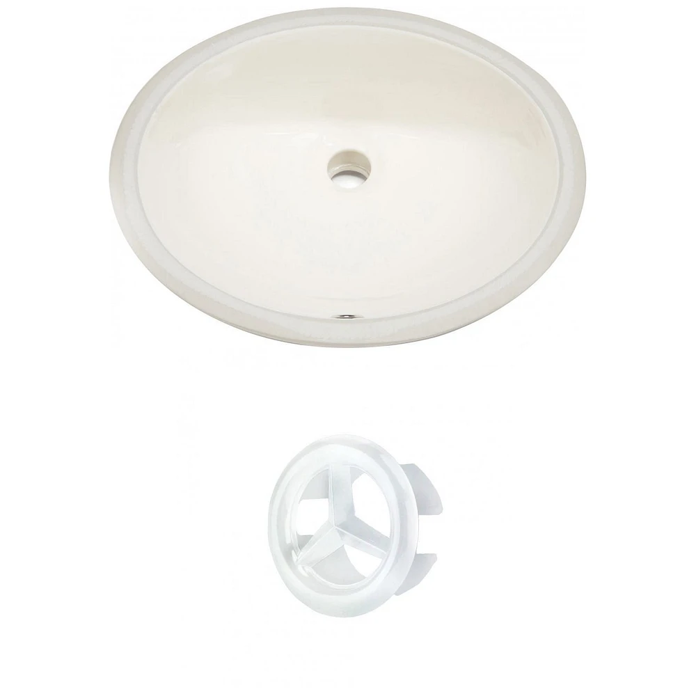 19.75-in. W Oval Bathroom Undermount Sink Set In Biscuit - White Hardware AI-20399