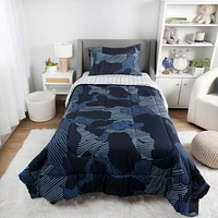 4-Piece Twin Bedding Set, Blue Geo