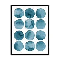 Designart Aquamarine Circles Blue Geometric Elements FLOAT FRAME WALL ART