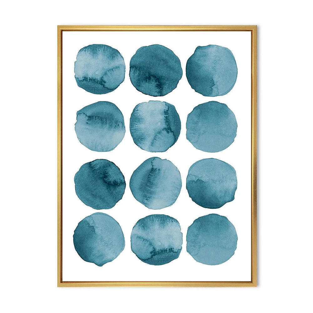 Designart Aquamarine Circles Blue Geometric Elements FLOAT FRAME WALL ART