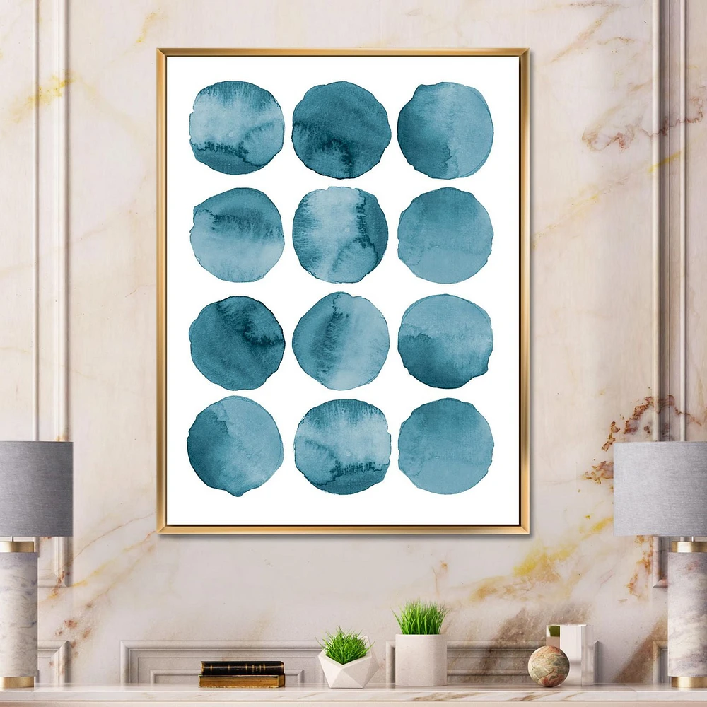 Designart Aquamarine Circles Blue Geometric Elements FLOAT FRAME WALL ART