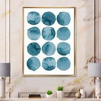 Designart Aquamarine Circles Blue Geometric Elements FLOAT FRAME WALL ART