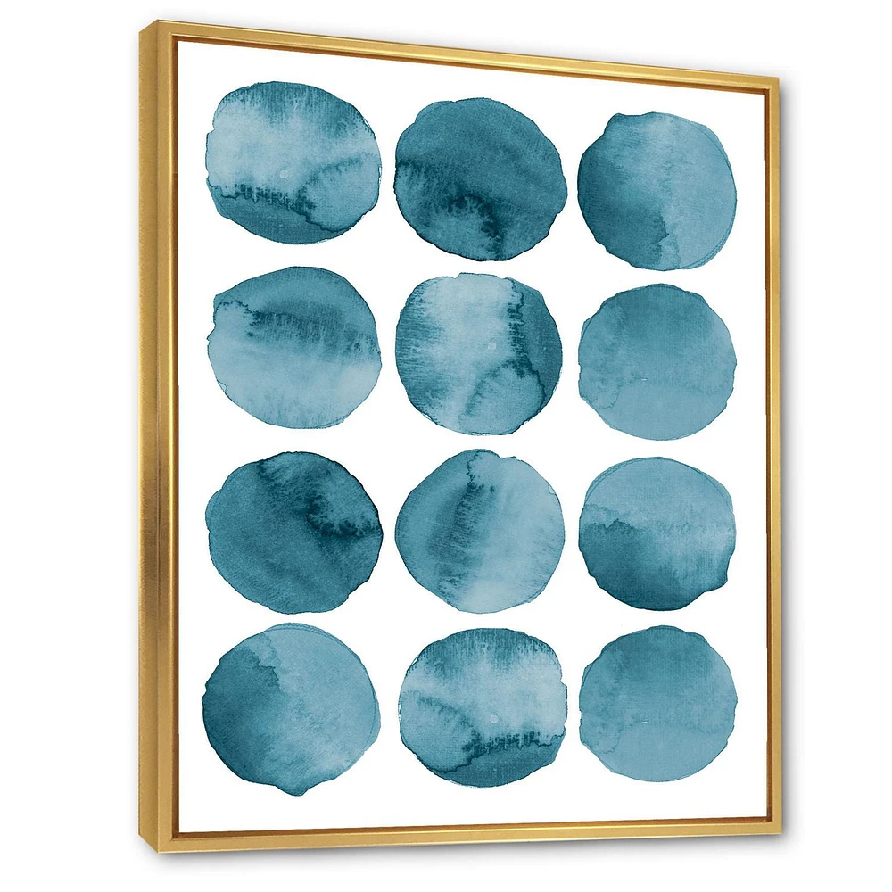 Designart Aquamarine Circles Blue Geometric Elements FLOAT FRAME WALL ART