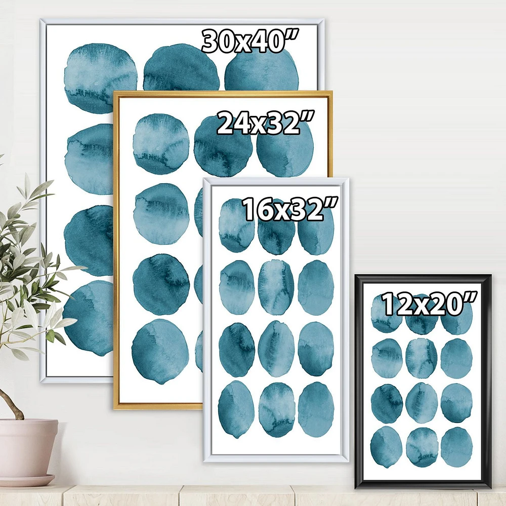 Designart Aquamarine Circles Blue Geometric Elements FLOAT FRAME WALL ART