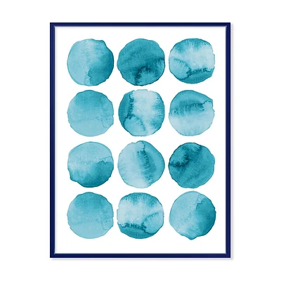 Designart Aquamarine Circles Blue Geometric Elements FLOAT FRAME WALL ART