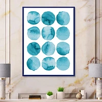 Designart Aquamarine Circles Blue Geometric Elements FLOAT FRAME WALL ART