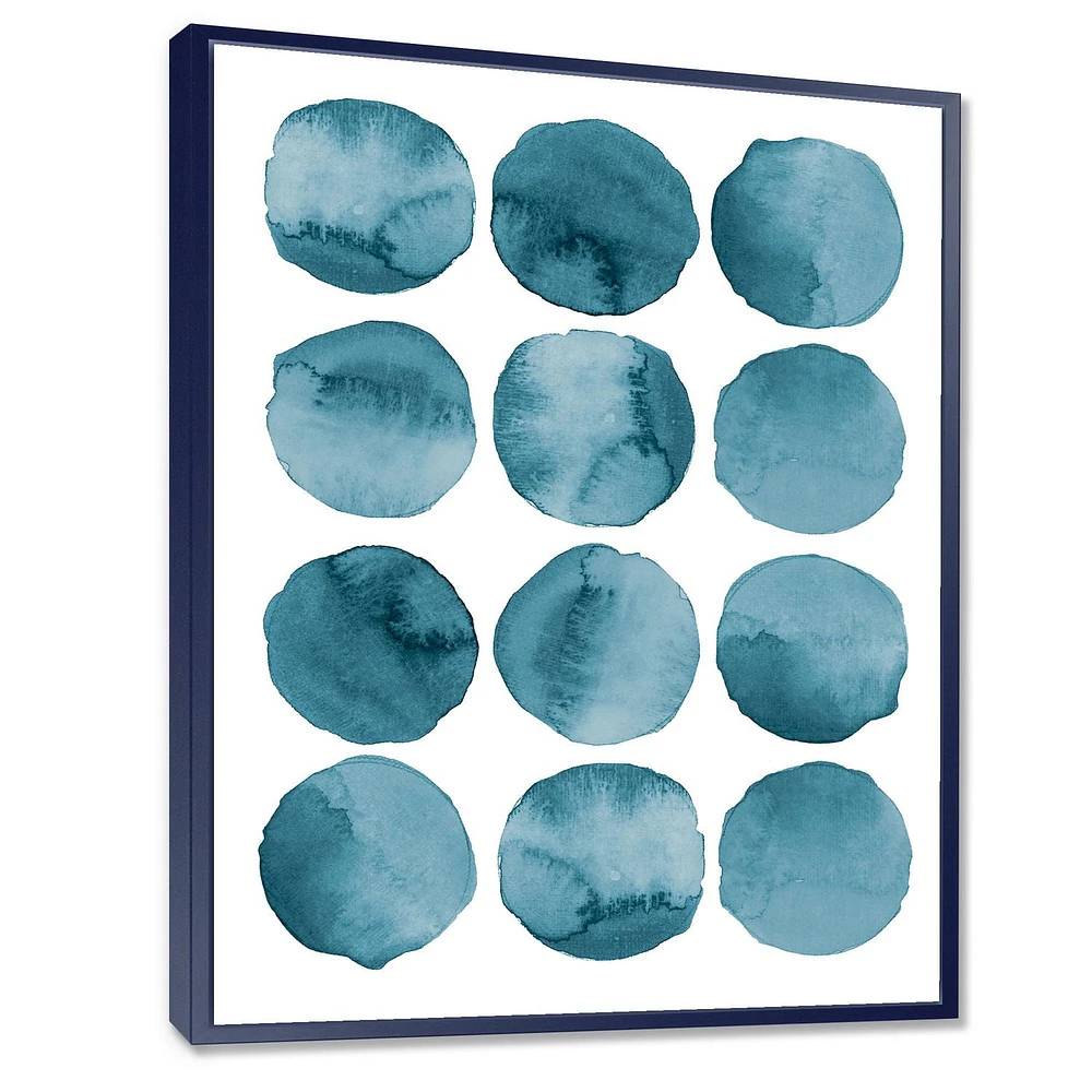 Designart Aquamarine Circles Blue Geometric Elements FLOAT FRAME WALL ART