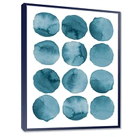 Designart Aquamarine Circles Blue Geometric Elements FLOAT FRAME WALL ART