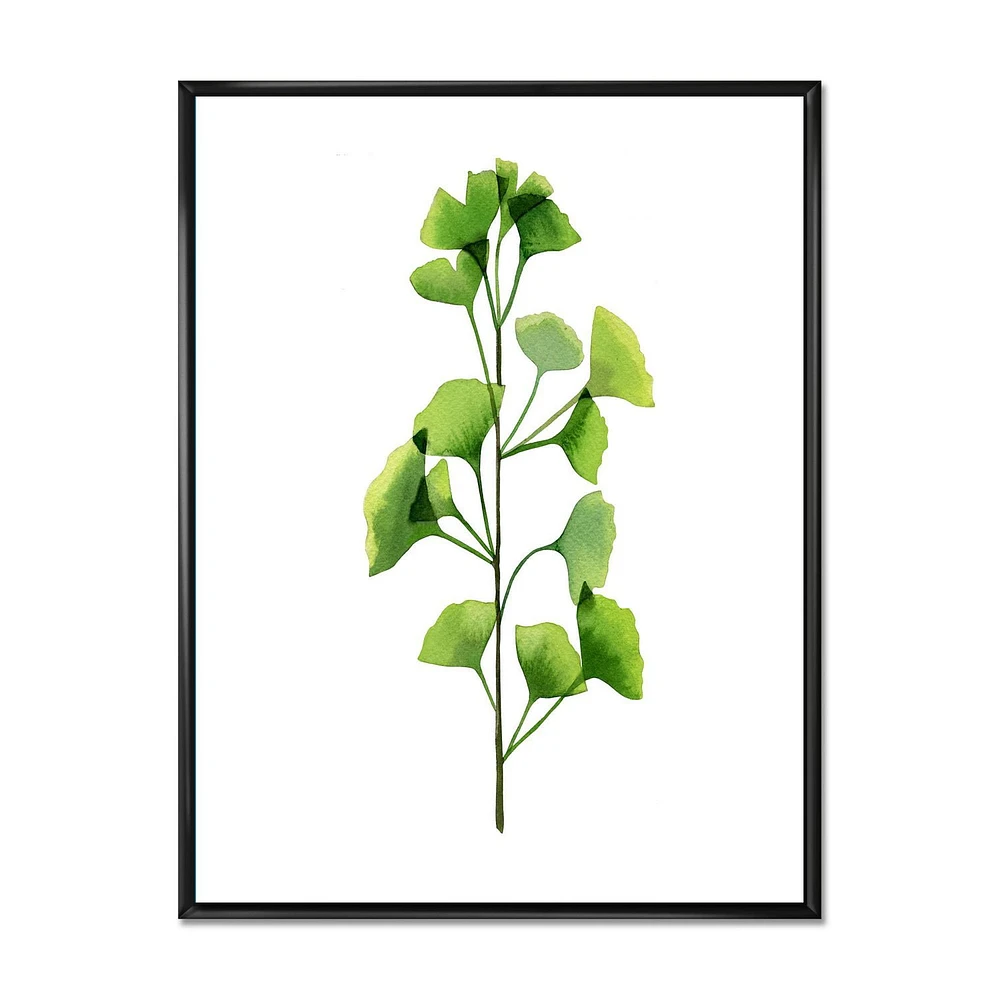 Designart Green Field Plant Foliage FLOAT FRAME WALL ART