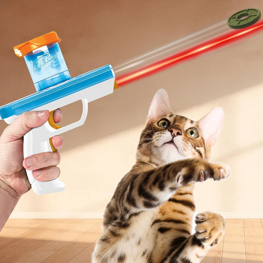 NERF Catnip Blaster with Catnip Discs Cat Toy, Batteries Not Included