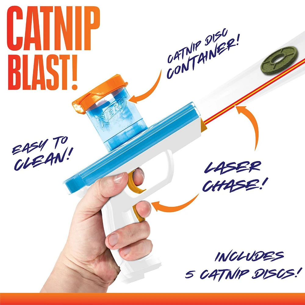 NERF Catnip Blaster with Catnip Discs Cat Toy, Batteries Not Included