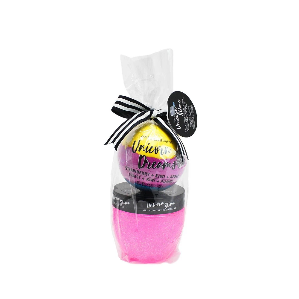 Onyx Unicorn Slime and Bath Bomb Gift Set, 4.9oz bomb 5.9 gel