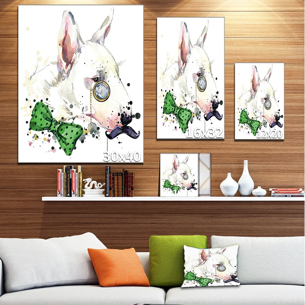 Design Art Bull Terrier Dog Canvas Print