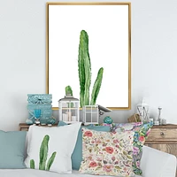 Designart Green Cactus South Western Plant Botanical Detail FLOAT FRAME WALL ART