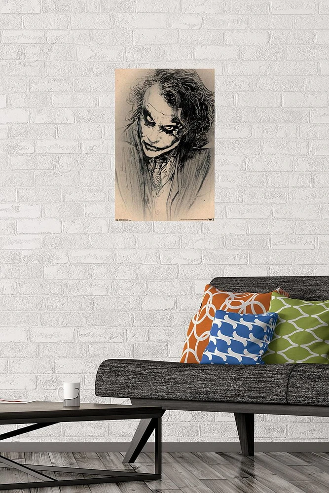 DC Comics Movie - The Dark Knight Joker Sketch Wall Poster, 14.725" x 22.375" Framed