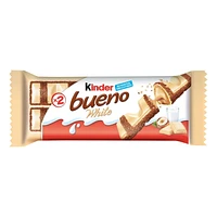 KINDER BUENO White Chocolate and Hazelnut Cream Candy Bars, Single Pack contains 2 Individually Wrapped Bars, 39g